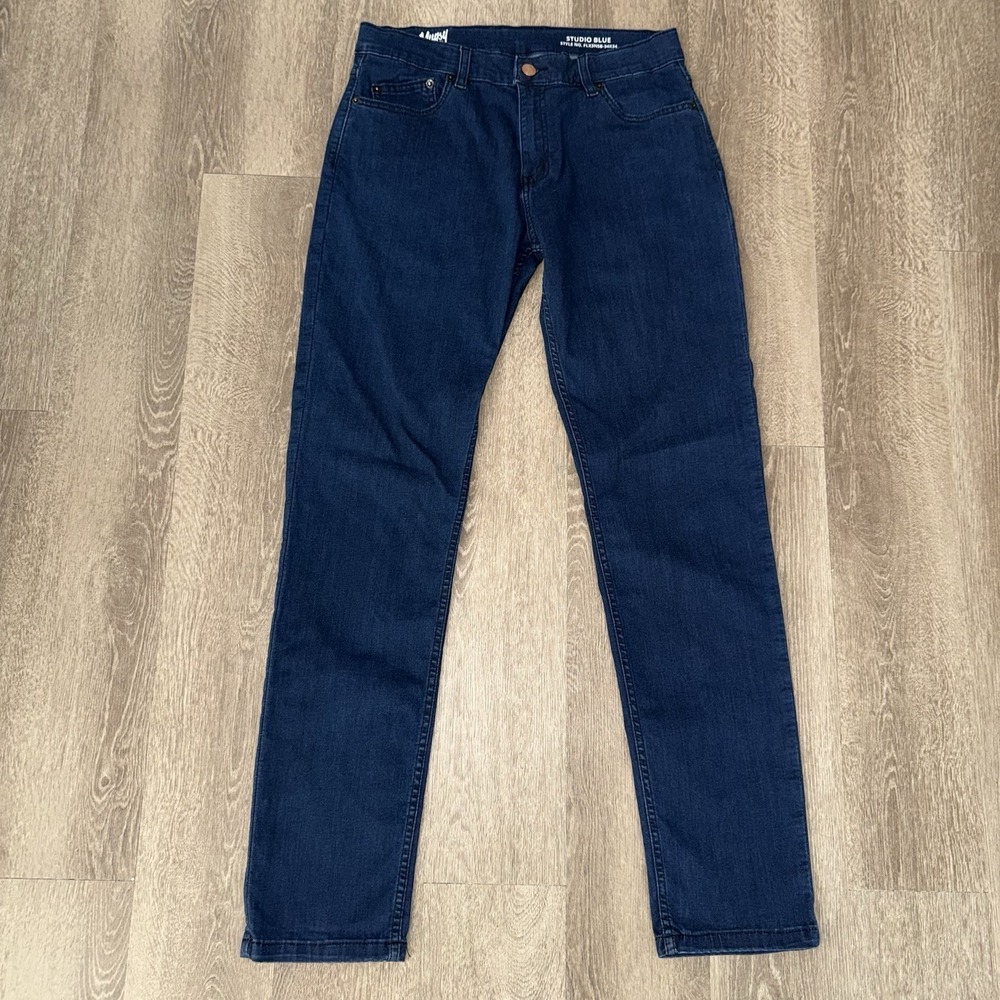 Mugsy Studio Blues Dark Blue Jeans Men's 34x34 Stretch Slim Straight Comfort - Picture 2 of 5